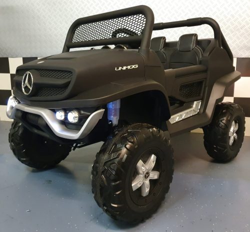 Auto elettrica per bambini Mercedes Unimog 12V 4x4 nero opaco 2 posti