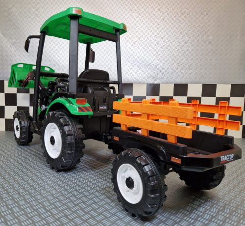 Trattore elettrico per bambini 24V verde con rimorchio - immagine 6