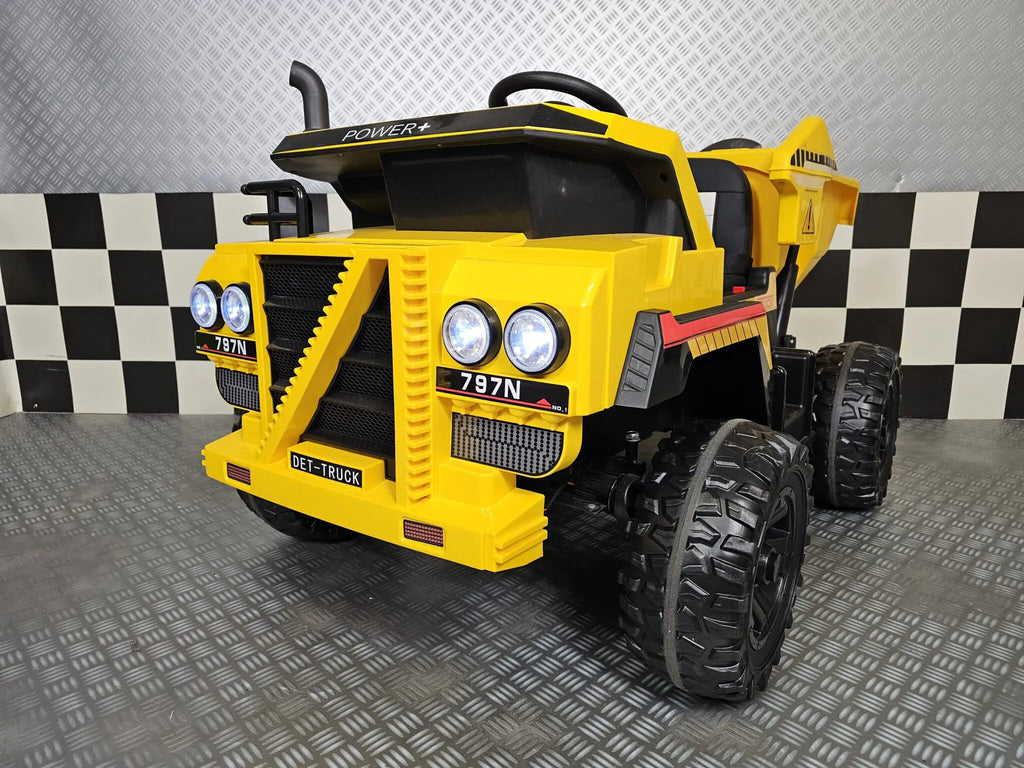 Dumper elettrico per bambini con telecomando 12V giallo