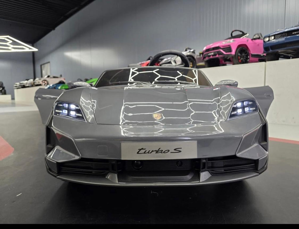 Auto elettrica per bambini Porsche Taycan 2 posti 24V grigia