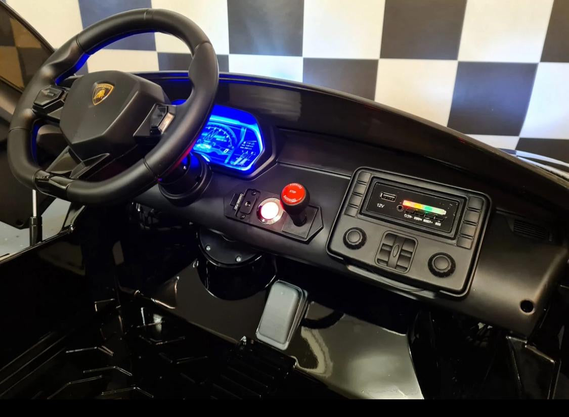 Auto elettrica per bambini Lamborghini Aventador 2 posti 24V drift nero metallizzato