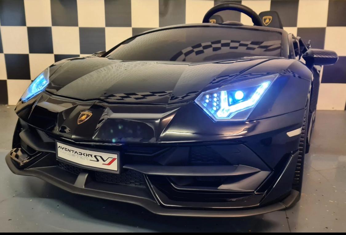 Auto elettrica per bambini Lamborghini Aventador 2 posti 24V drift nero metallizzato
