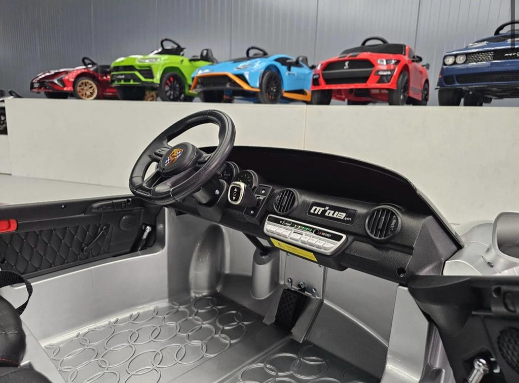 Auto elettrica per bambini Porsche RUF 24V argento metallizzato
