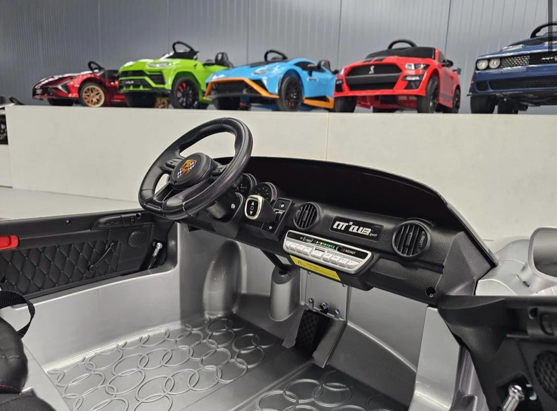 Auto elettrica per bambini Porsche RUF 24V argento metallizzato