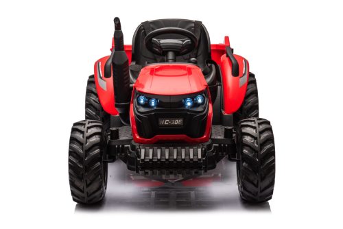 Trattore elettrico per bambini 24V rosso con rimorchio - immagine 2