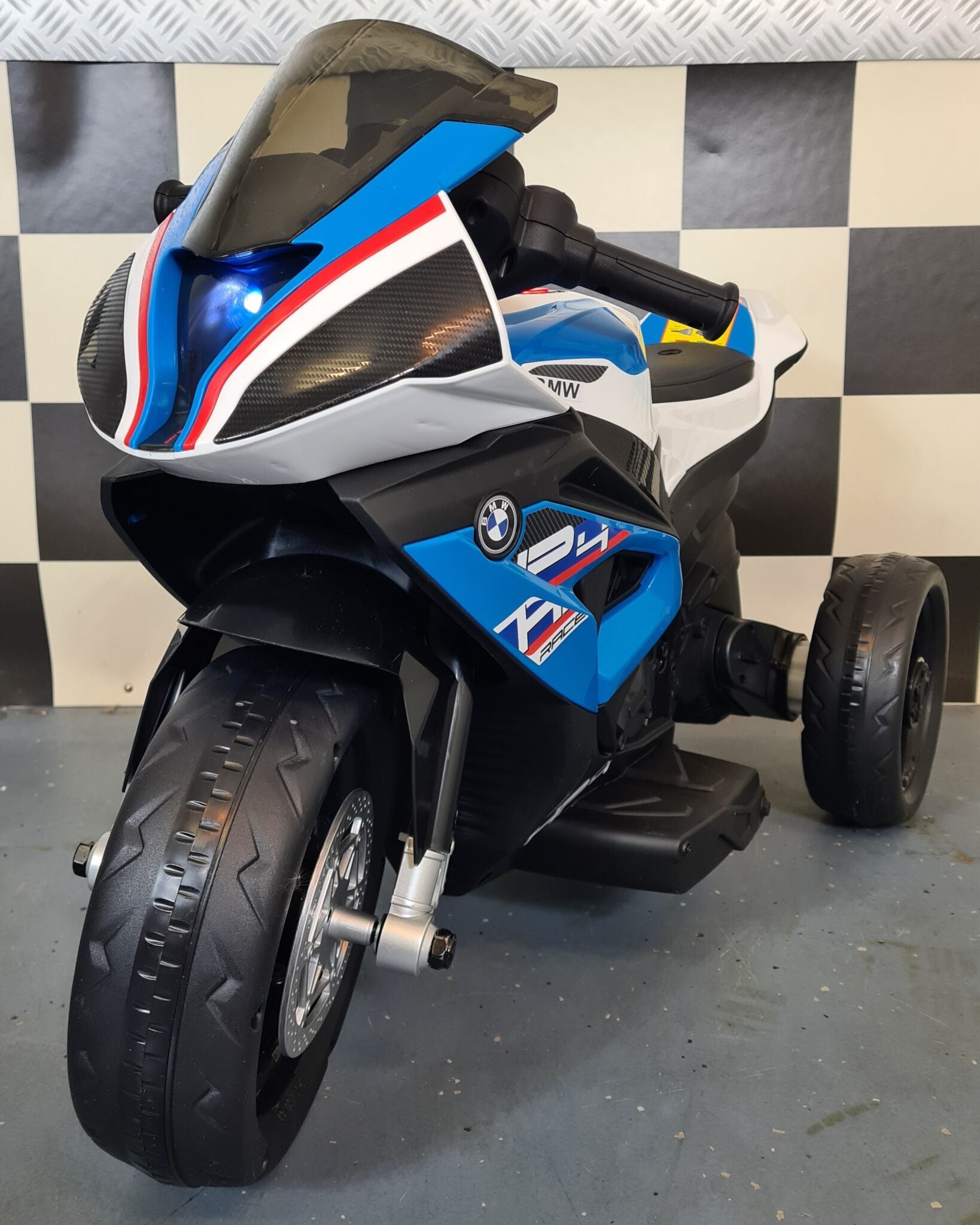 Mini BMW HP4 trike elettrico per bambini 12V blu - immagine 1