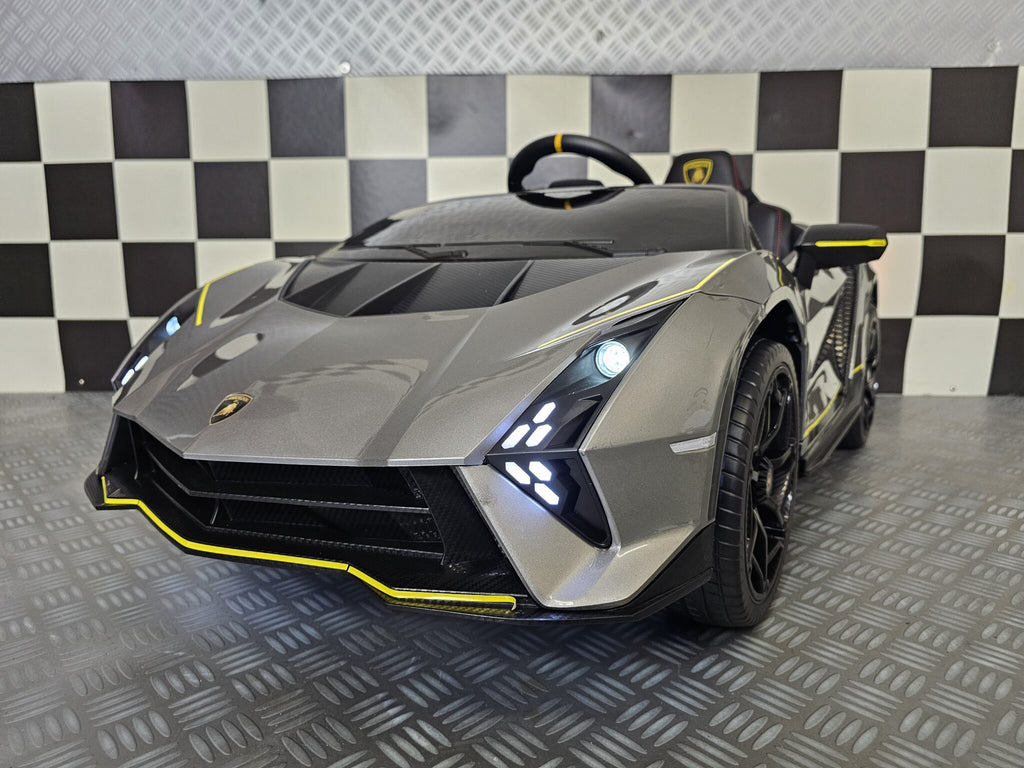 Auto elettrica per bambini Lamborghini Autentica 12V grigio metallizzato