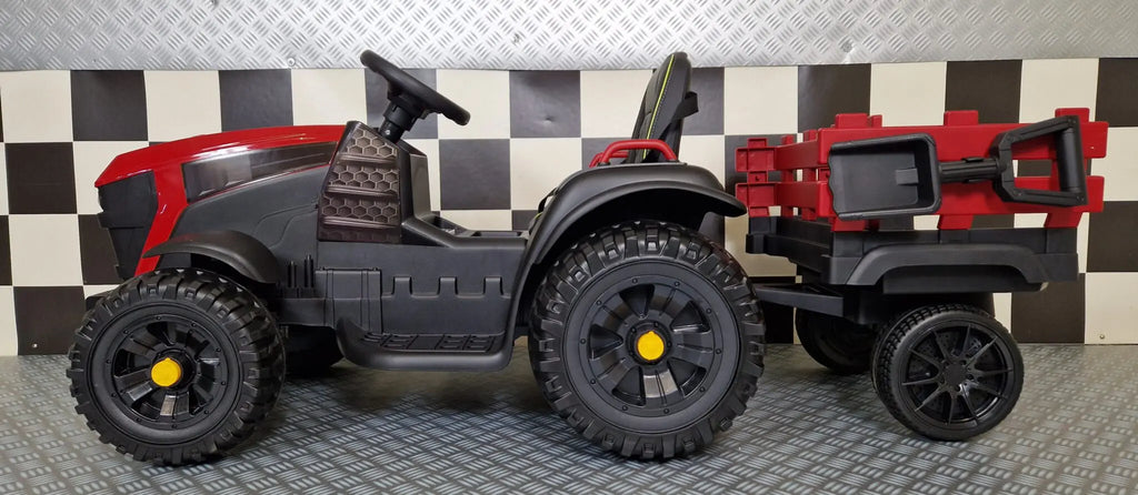 Trattore elettrico per bambini Farmer 12V rosso con telecomando - immagine 4
