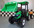 Trattore elettrico per bambini 24V verde con rimorchio