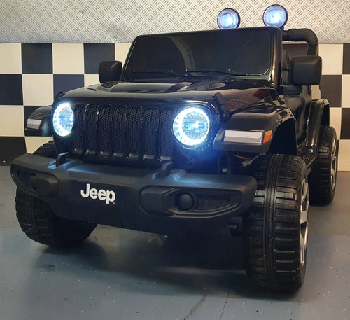 Auto elettrica per bambini Jeep Wrangler 12V 4WD nera metallizzata