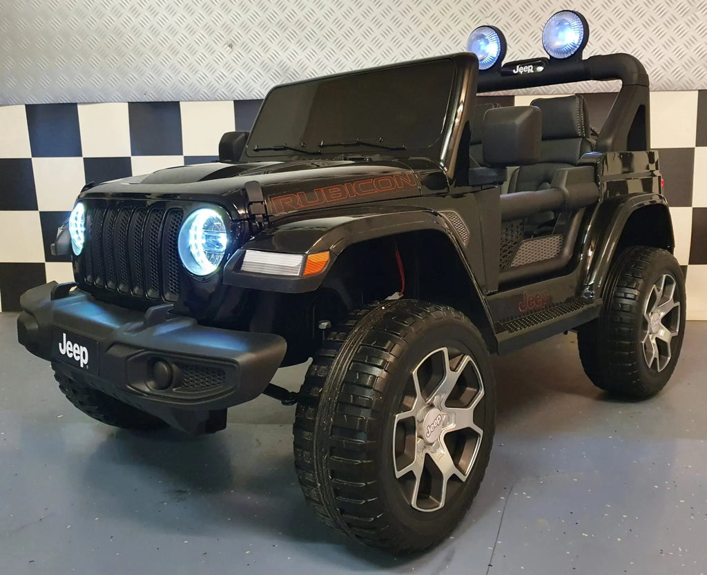 Auto elettrica per bambini Jeep Wrangler 12V 4WD nera metallizzata