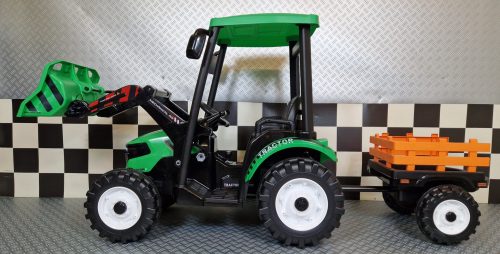 Trattore elettrico per bambini 24V verde con rimorchio - immagine 5