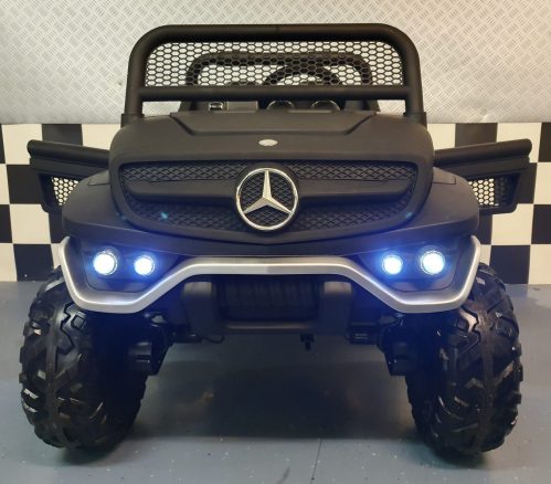 Auto elettrica per bambini Mercedes Unimog 12V 4x4 nero opaco 2 posti